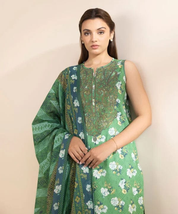 SAPPHIRE | UNSTITCHED 3 PIECE EMBROIDERED COTTON SUIT