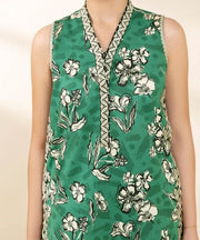 2 Piece - Embroidered Cotton Suit