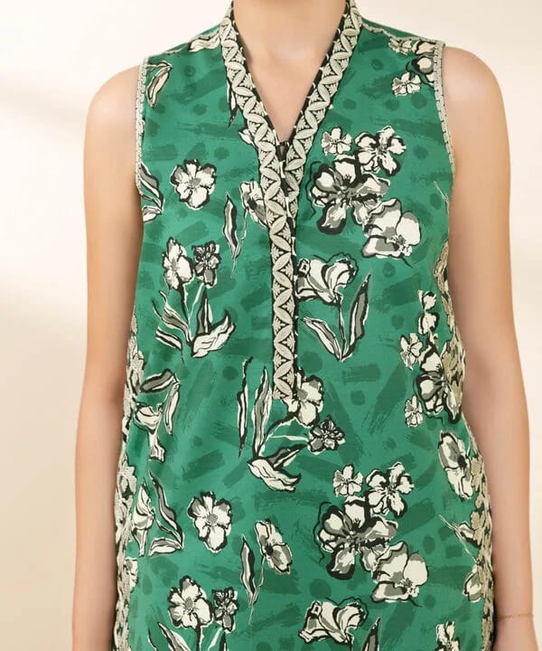 2 Piece - Embroidered Cotton Suit